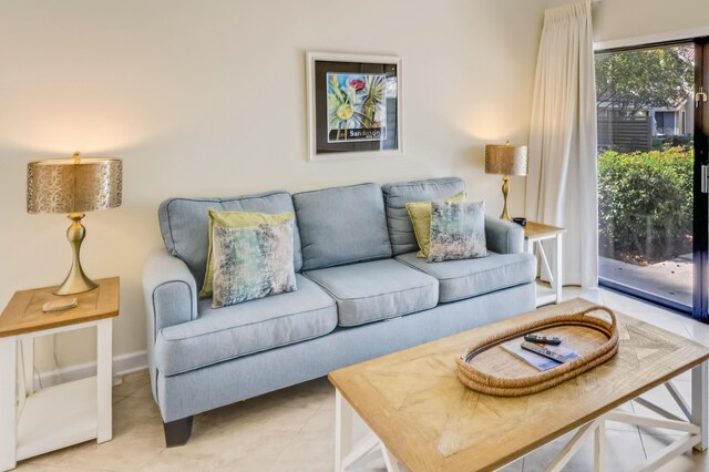 view of tiled living room