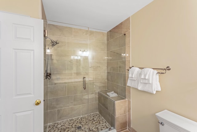 bathroom featuring toilet and walk in shower