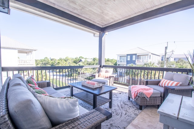 exterior space featuring an outdoor living space