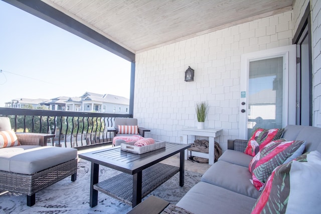 balcony featuring an outdoor living space