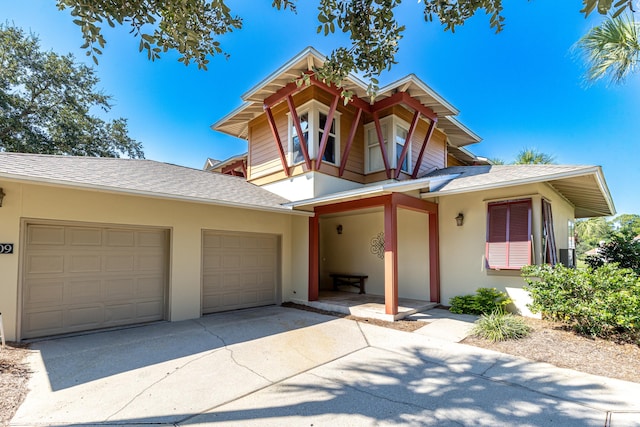 view of front of house with a garage