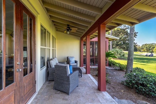 view of patio with ceiling fan