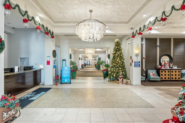 reception featuring an inviting chandelier