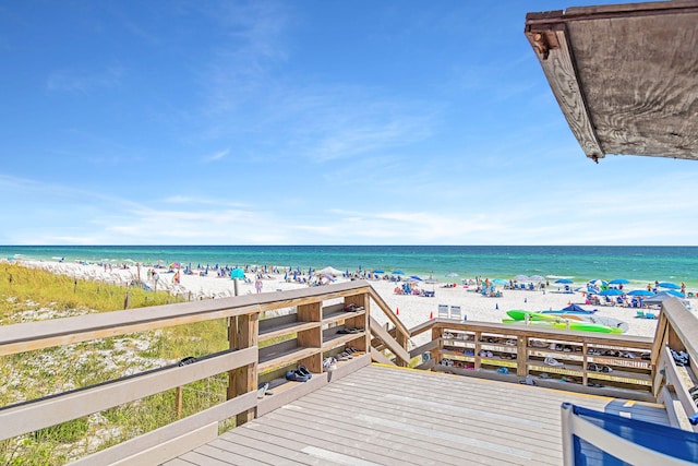 exterior space featuring a view of the beach