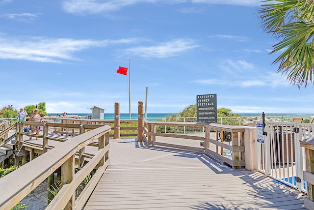 view of dock featuring a water view