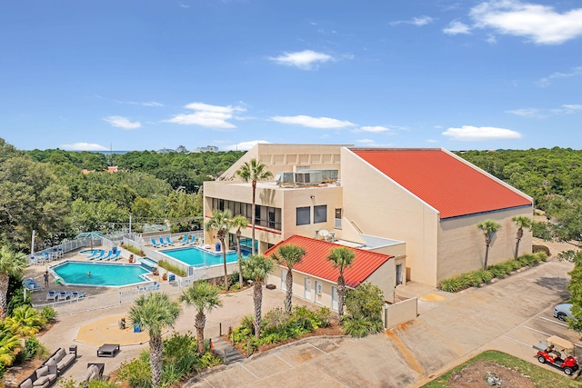 view of pool featuring a patio