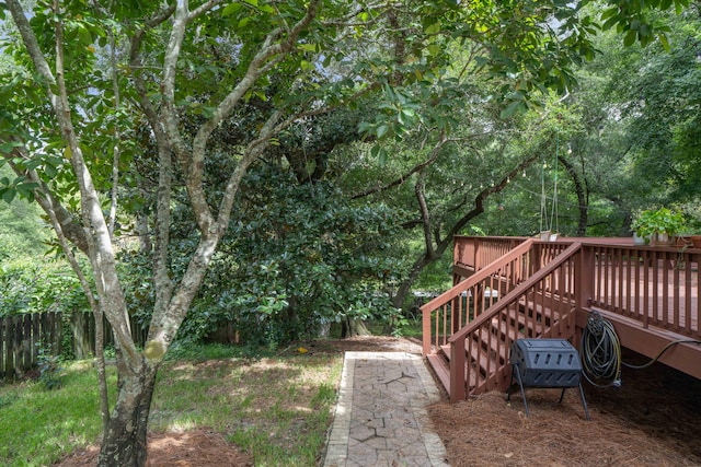 view of yard featuring a deck