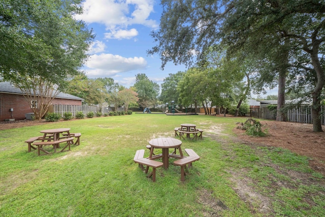 view of yard with a playground