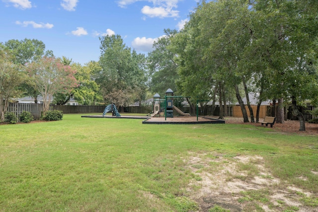 view of yard with a playground