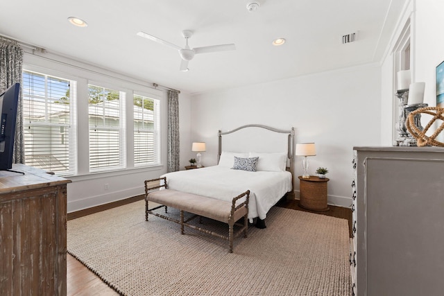 47 Trail Ln, Santa Rosa Beach, FL 32459 - bedroom with wood finished floors, recessed lighting, and ceiling fan