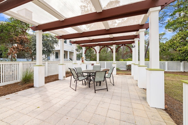 view of patio / terrace featuring a pergola