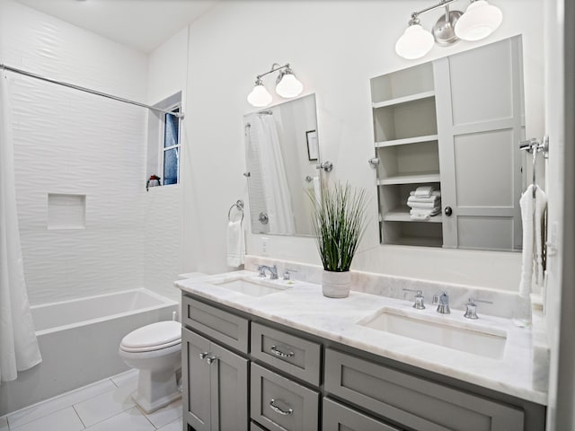 47 Trail Ln, Santa Rosa Beach, FL 32459 - bathroom featuring double vanity, tile patterned floors, and shower / tub combo