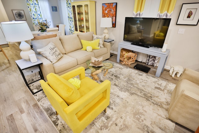 living room with hardwood / wood-style flooring