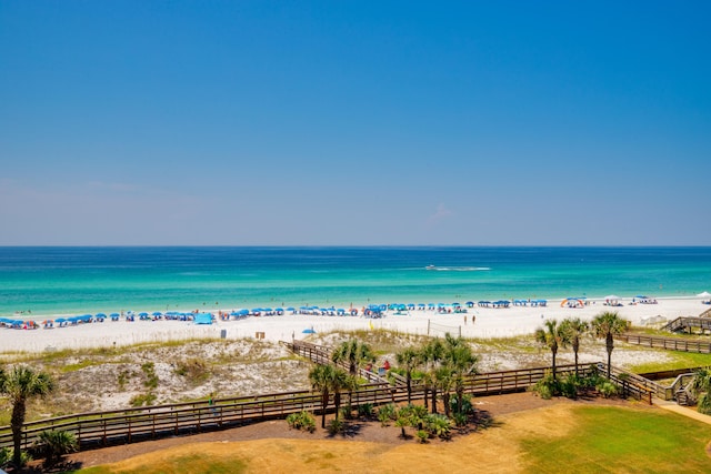 property view of water with a beach view