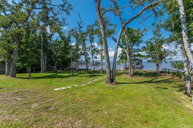 view of yard featuring a water view