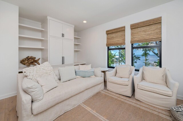 living room with hardwood / wood-style flooring