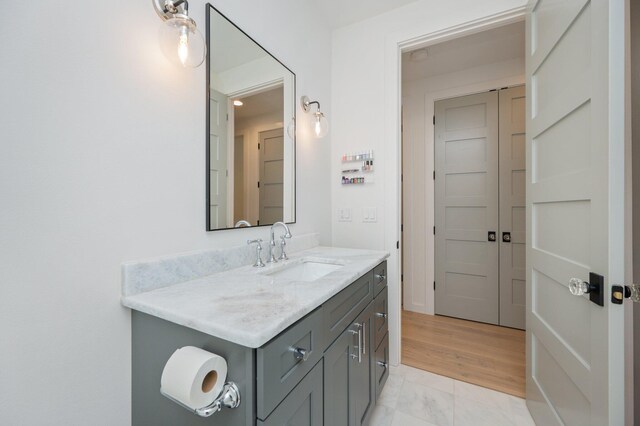 bathroom featuring wood-type flooring and vanity