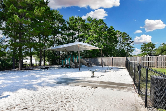 exterior space featuring a playground