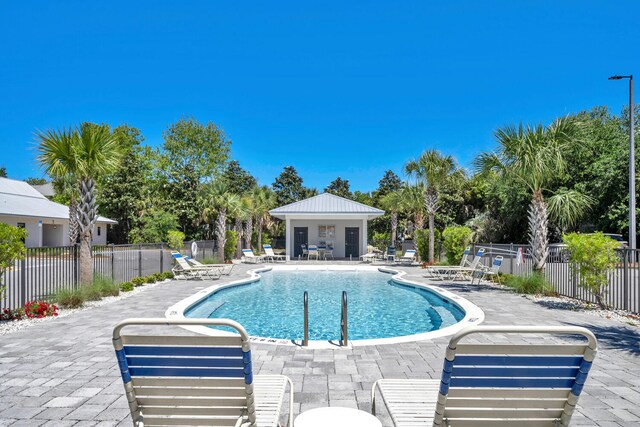 view of pool featuring a patio