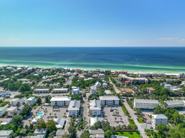 drone / aerial view with a view of the beach and a water view