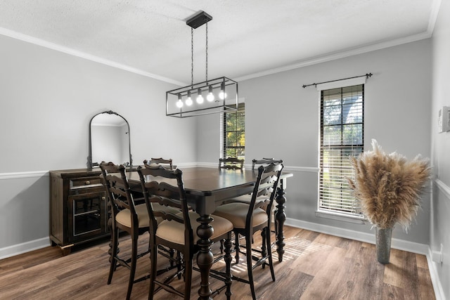 dining room with a wealth of natural light and dark wood-type flooring