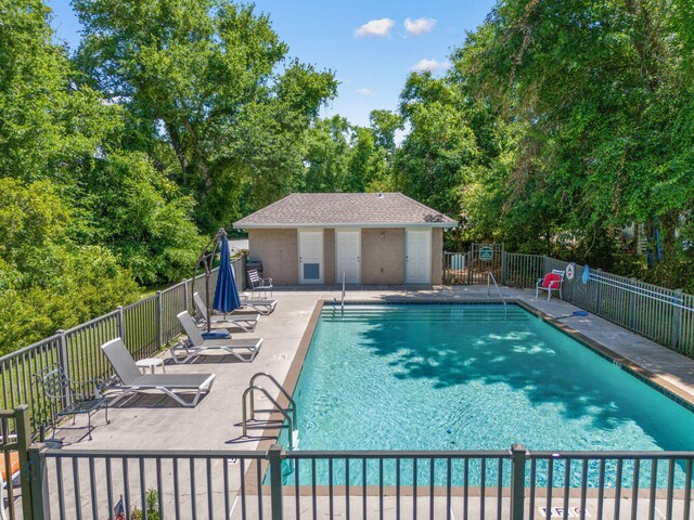 view of pool featuring a patio