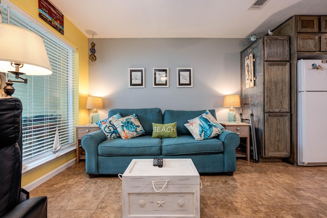 view of tiled living room