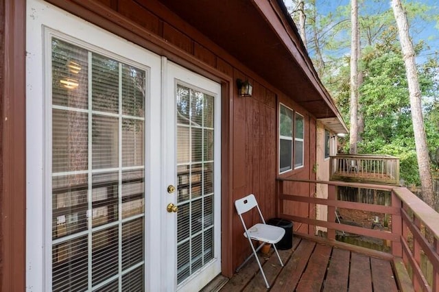 balcony featuring french doors