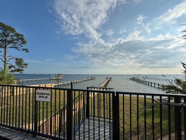 property view of water with a boat dock