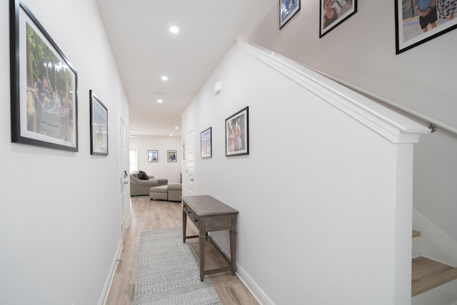 hallway featuring light wood-type flooring