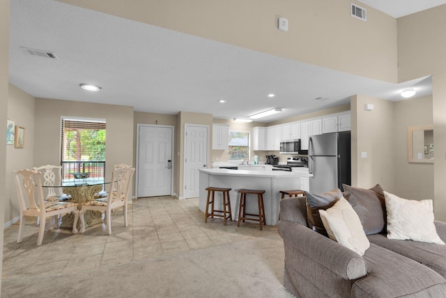 carpeted living room featuring a wealth of natural light