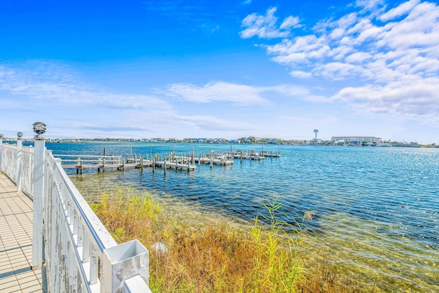 dock area featuring a water view