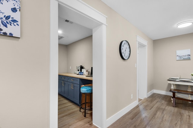 hall featuring light hardwood / wood-style flooring