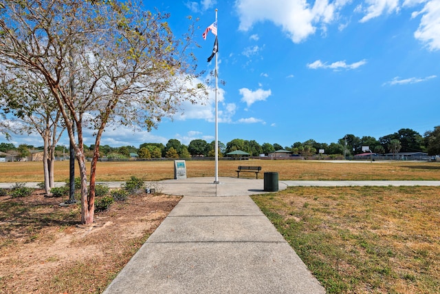 view of home's community with a lawn