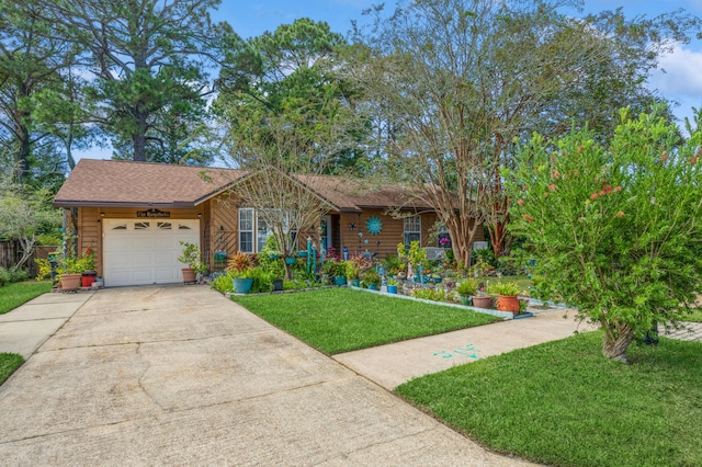 view of front of home featuring a garage and a front yard