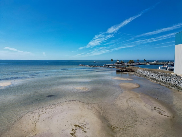 view of water feature with a view of the beach