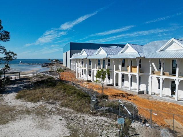 exterior space featuring a water view