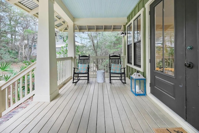 deck featuring a porch