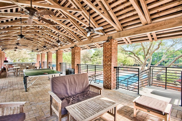 view of patio / terrace featuring ceiling fan