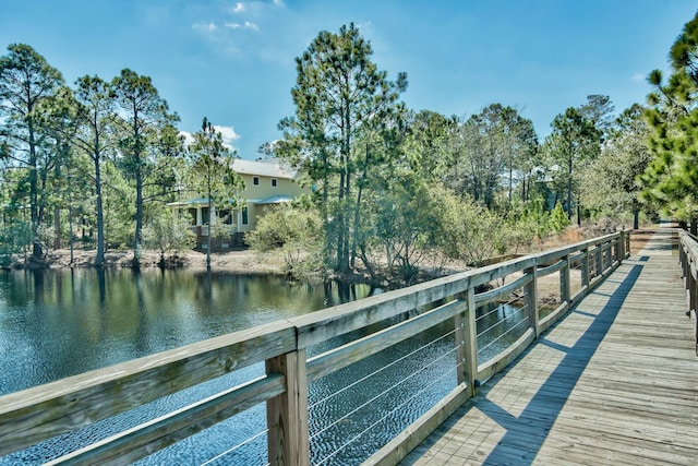 view of dock featuring a water view