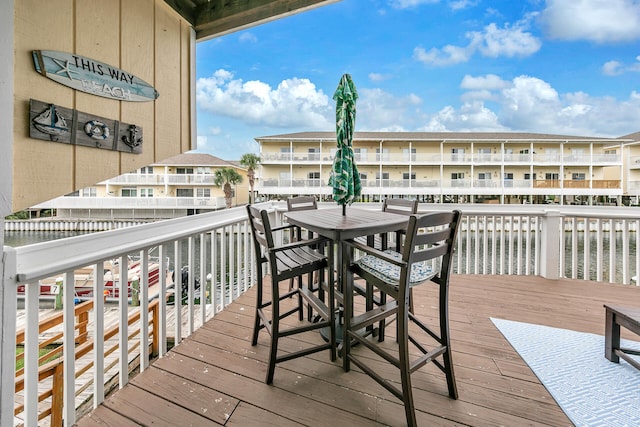 deck with a water view