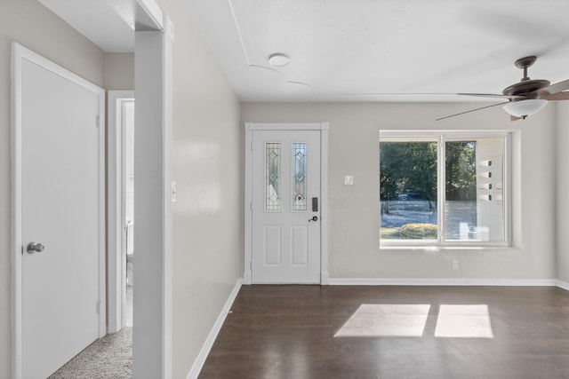 foyer featuring a wealth of natural light and ceiling fan