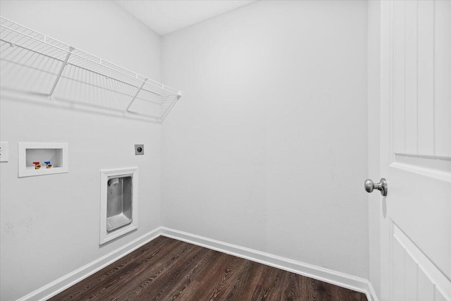 washroom with washer hookup, dark hardwood / wood-style flooring, and electric dryer hookup