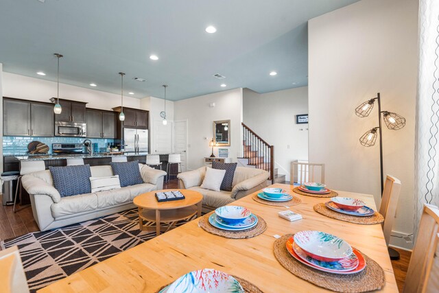 living room with hardwood / wood-style floors