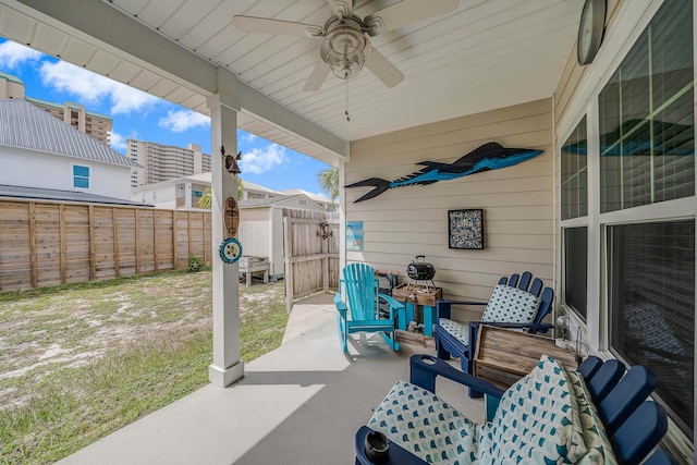 view of patio with ceiling fan