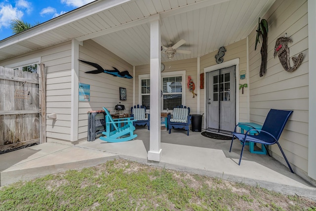 view of patio / terrace with ceiling fan