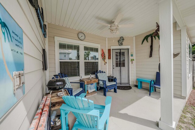 view of patio / terrace featuring ceiling fan