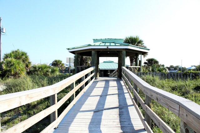 view of dock featuring a gazebo