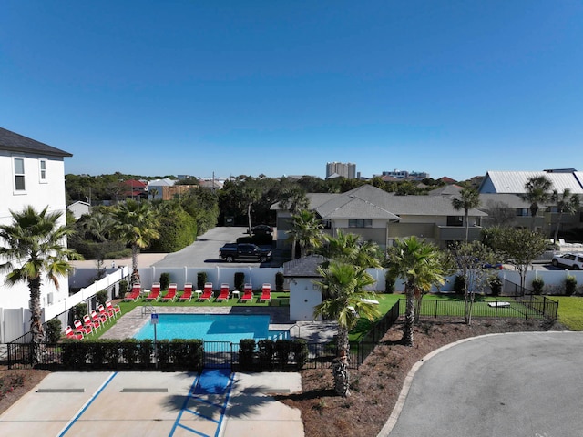 view of swimming pool with a patio area