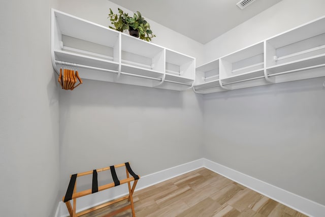 walk in closet featuring wood-type flooring